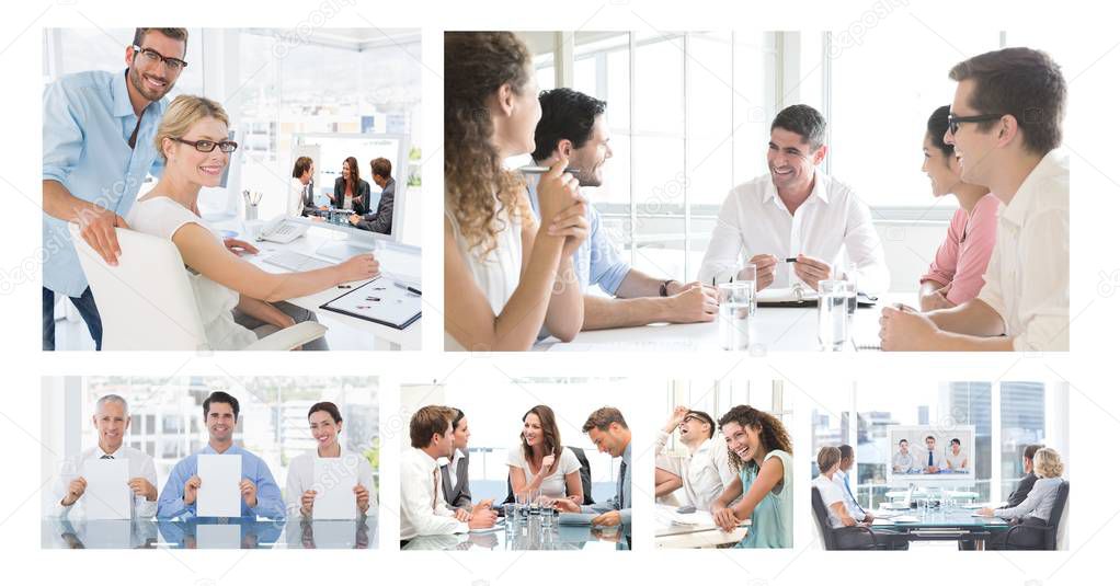 Digital composite of Teamwork business meeting collage