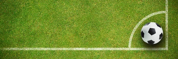 Fútbol Cuero Blanco Negro Sobre Fondo Verde — Foto de Stock