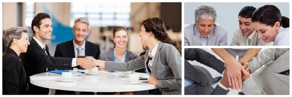 Digitale Zusammensetzung Von Teamwork Business Meeting Collage — Stockfoto