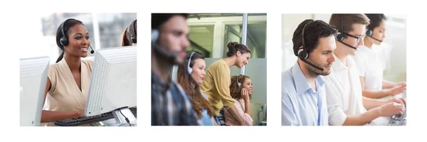 Digitaler Verbund Der Collage Des Kundenservice Helferteams Call Center — Stockfoto
