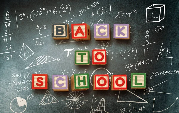 Back School Message Empty Blackboard School — Stock Photo, Image