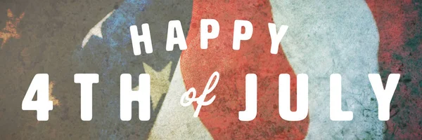 Цифрове Зображення Щасливого Липня Тексту Проти Розсипаного Американського Прапора — стокове фото