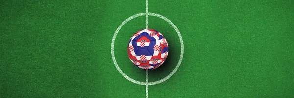Fotbal Chorvatsku Barvách Proti Fotbalové Pole Plán — Stock fotografie