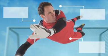 Boş Infographic panelleri ve futbol kaleci dijital bileşik