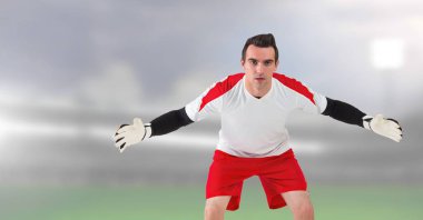 Stadyumda futbol kaleci dijital bileşik