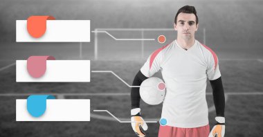Boş Infographic panelleri ve futbol kaleci dijital bileşik