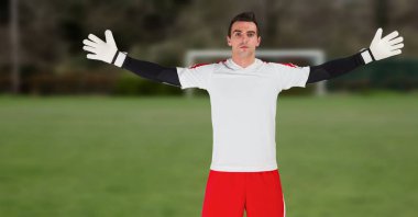 Futbol kaleci hedef yakınındaki dijital bileşik