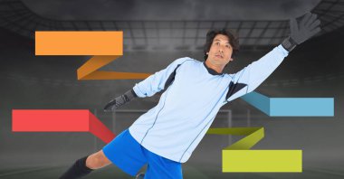 Boş Infographic panelleri ve futbol kaleci dijital bileşik