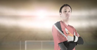 Futbol kaleci ve uzak hedef dijital bileşik