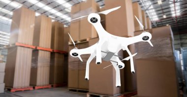 Ambar kutuları ile uçan dronun dijital bileşik