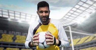 Futbol kaleci topu hedefe tutarak dijital bileşik