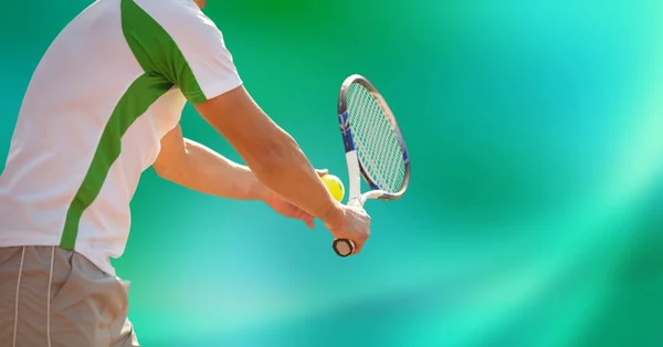 Composito Digitale Metà Sezione Del Tennista — Foto Stock