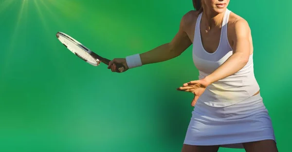 Digital Composite Mid Section Female Tennis Player — Stock Photo, Image