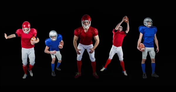 Digital Composite Football Players Black Background — Stock Photo, Image