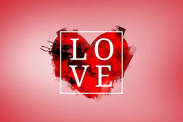 Composito Digitale Red Love Heart Illustrazione — Foto Stock