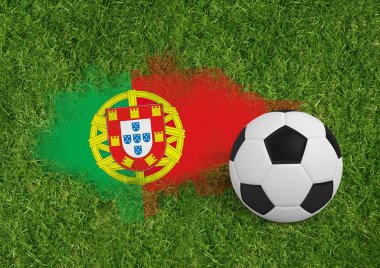 Siyah ve beyaz futbol çim kapalı kadar görünümü karşı