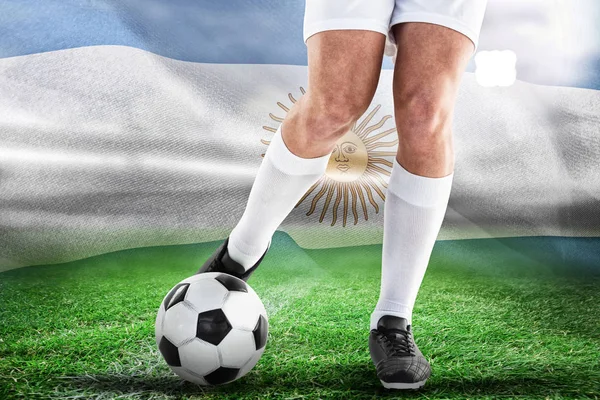 Futbolcu Dijital Olarak Oluşturulan Arjantinli Ulusal Bayrak Karşı — Stok fotoğraf