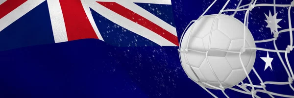 Balón Fútbol Red Goles Contra Bandera Nacional Australiana Generada Digitalmente — Foto de Stock