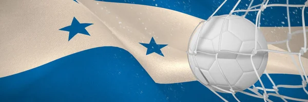 Bola Futebol Rede Golos Contra Bandeira Nacional Hondurenha Gerada Digitalmente — Fotografia de Stock