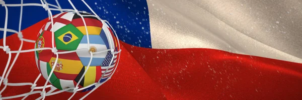 Pallone Calcio Rete Contro Bandiera Nazionale Chile Generata Digitalmente — Foto Stock