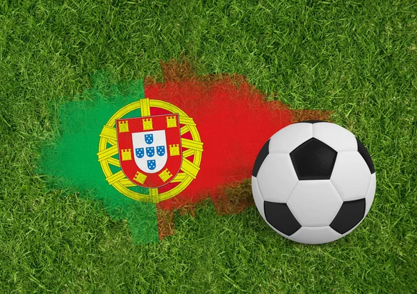 Siyah ve beyaz futbol çim kapalı kadar görünümü karşı