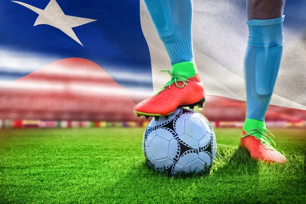 Calcio Contro Bandiera Nazionale Cilena Generata Digitalmente — Foto Stock