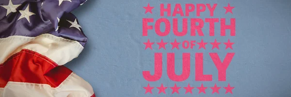Gyűrött Amerikai Zászló Ellen Boldog Július Negyedike — Stock Fotó
