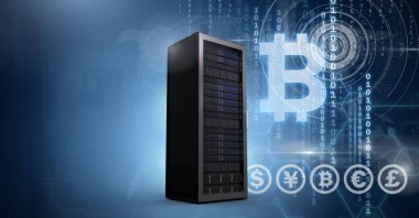 Bilgisayar sunucuları ve bitcoin teknoloji bilgisi arabirimi dijital bileşik