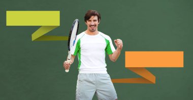 Tenis oyuncu kadının boş Infographic grafik paneller ile dijital bileşik
