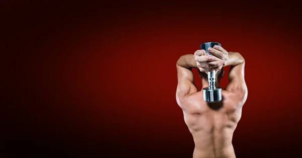 Composite Numérique Bodybuilding Haltérophilie Homme Avec Fond Blanc Rouge — Photo