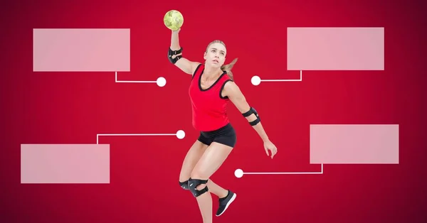 Digital composite of Handball woman with blank infographic chart panels