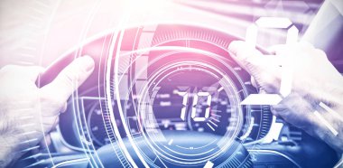 Arama geri sayım sayacı direksiyon close-up karşı mavi arka plan ile arayüz