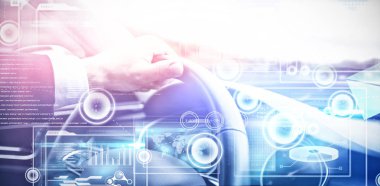 Direksiyon simidi close-up karşı iş arabirimi