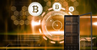 Bilgisayar sunucu ve bitcoin teknoloji bilgisi arabirimi dijital bileşik