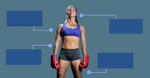 Digital Composite Female Boxer Blank Infographic Chart Panels — Stock Photo, Image