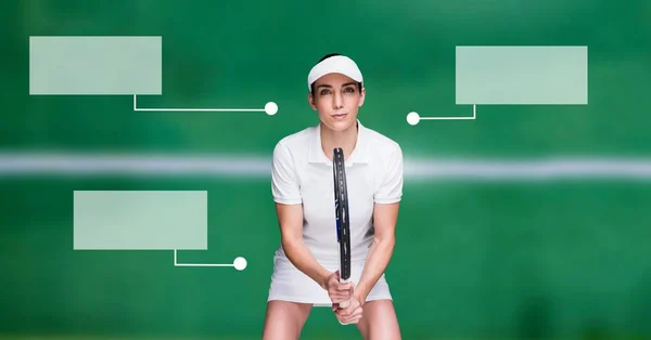 Цифровая Композиция Теннисистки Чистыми Инфографическими Панелями — стоковое фото