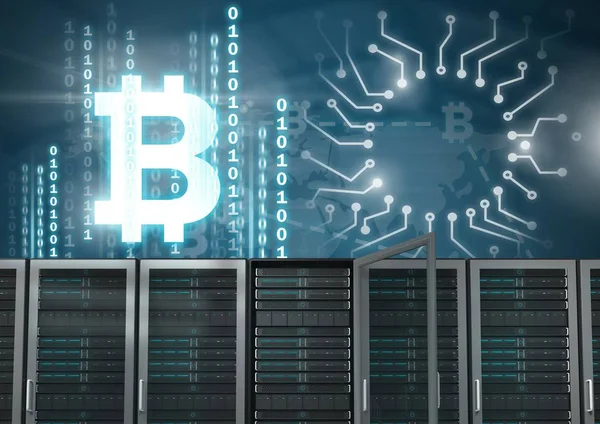 Bilgisayar sunucuları ve bitcoin teknoloji bilgisi arabirimi dijital bileşik