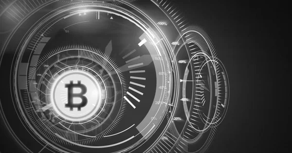 Digitale Composiet Van Bitcoin Technologie Informatie Interface — Stockfoto