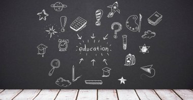 Blackboard okul için çizim eğitim dijital bileşik