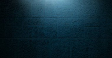 Dijital bileşik Vignette ve ışık mavi tuğla duvar arka plan