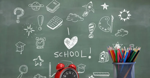 Digitale Composiet Van Hou Van School Onderwijs Tekening Blackboard — Stockfoto