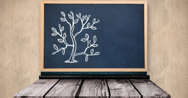 黒板を描く木教育のデジタル合成 — ストック写真