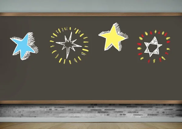 Digital Composite Stars Education Drawings Blackboard School — Stock Photo, Image