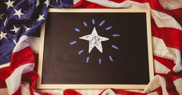 Digitális Kompozit Amerikai Zászló Csillag Rajz Táblára — Stock Fotó