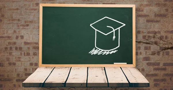 Compuesto Digital Sombrero Graduación Educación Dibujo Pizarra Para Escuela — Foto de Stock