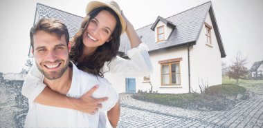 Kadın eve kroki karşı taşıyan adam