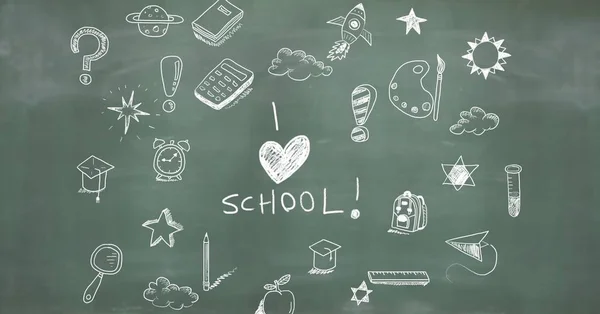 Digitale Zusammensetzung Von Love Schulbildung Zeichnung Auf Tafel — Stockfoto