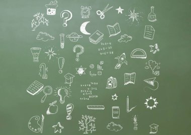 Blackboard okul için çizim eğitim dijital bileşik