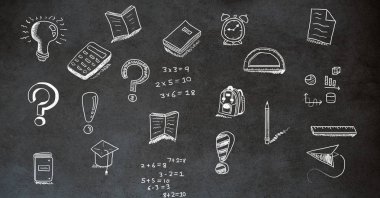 Blackboard okul için çizim eğitim dijital bileşik