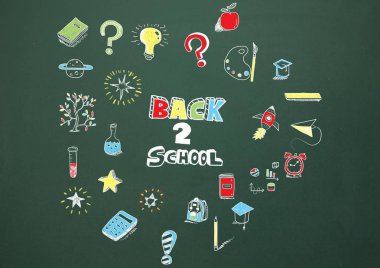 Yazı tahtası üzerinde çizim eğitim okula geri dijital bileşik